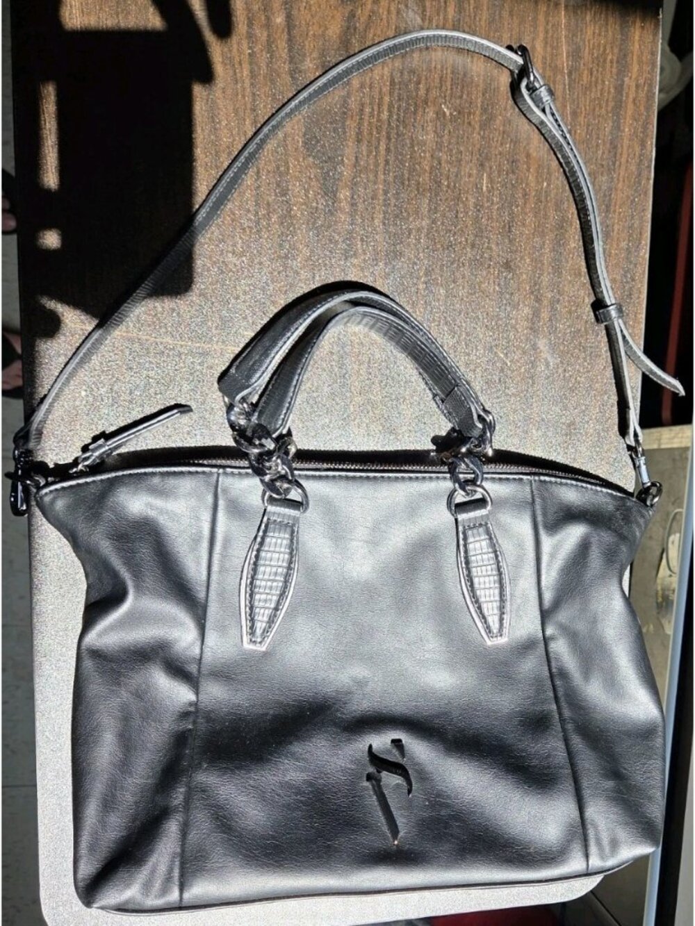 Simply Vera Wang Graham Soft Satchel Bag Handbag Purse - Dark Grey